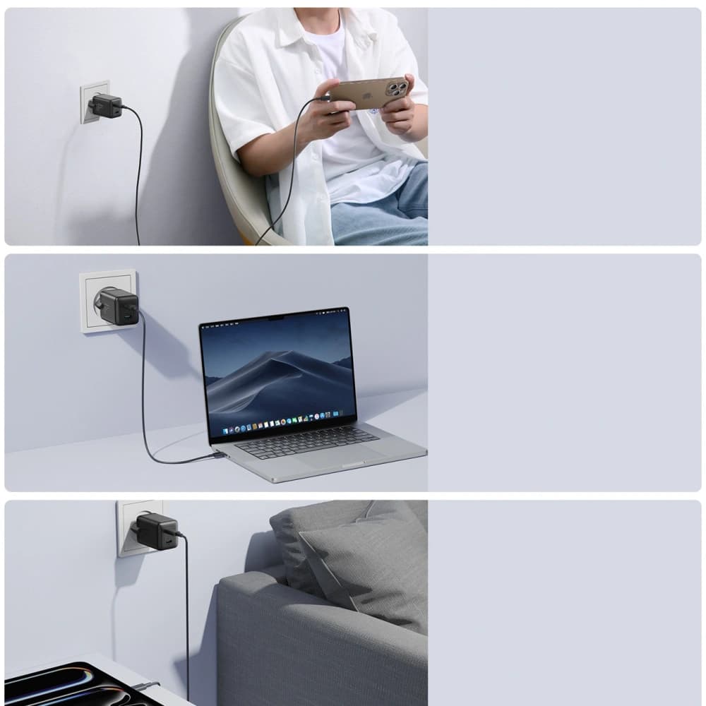 Joyroom JR-TCG17 45W 2xUSB-C Fekete Fali Töltő - 5