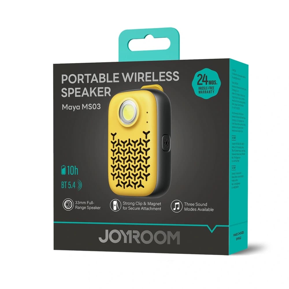 Joyroom Maya JR-MS03 Tragbarer Lautsprecher IP67 Bluetooth 5.4 mit eingebautem Taschenlampe Gelb - 2