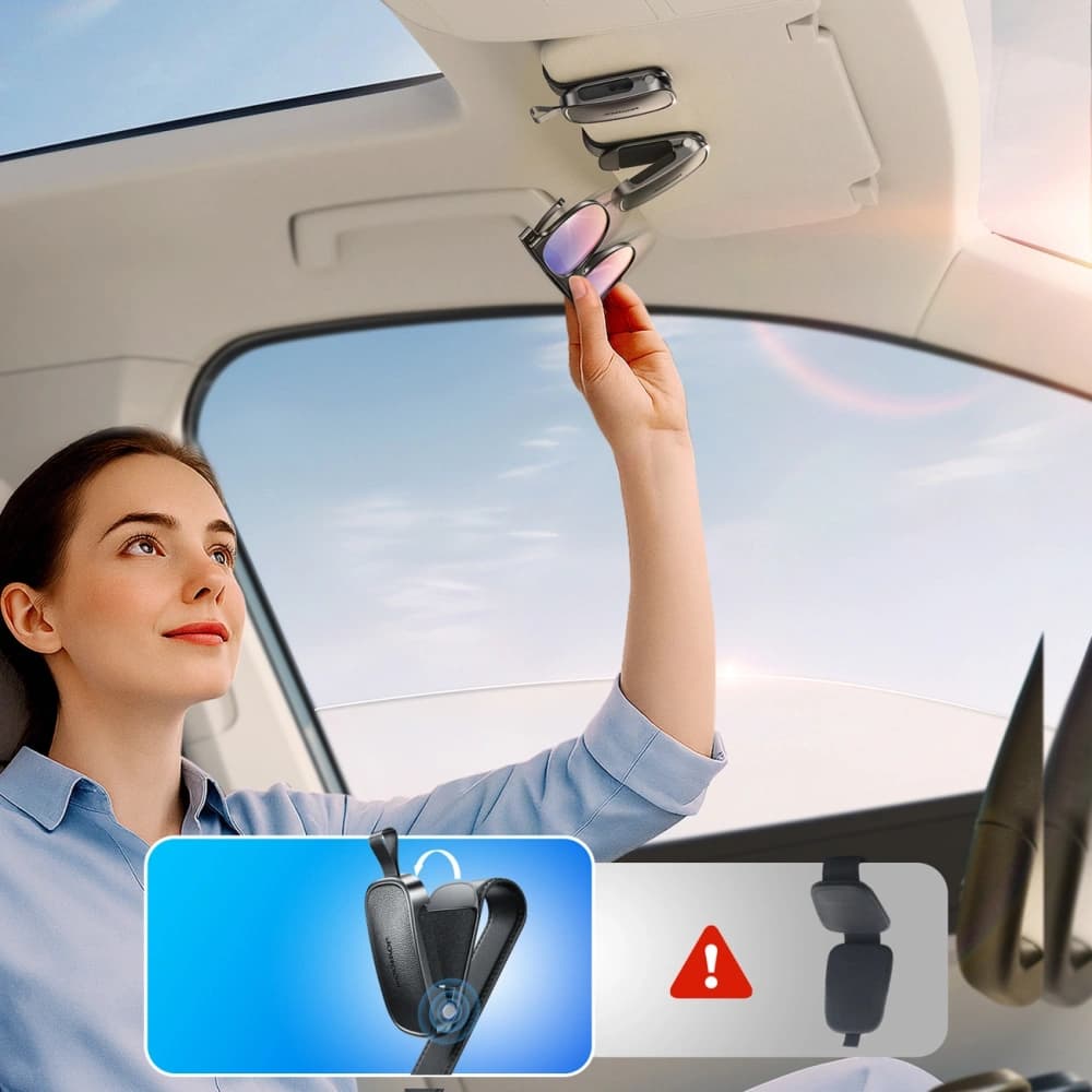 Joyroom JR-ZS511 Glasses Holder for Sun Visor with Magnetic Clip Black - 2