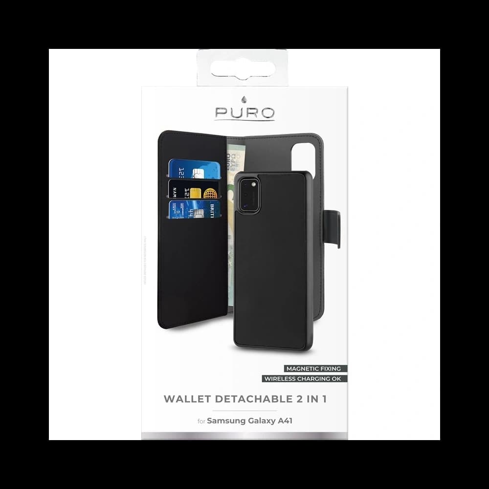 Etui PURO Wallet Detachable 2w1 Samsung Galaxy A41 (negru) - 3