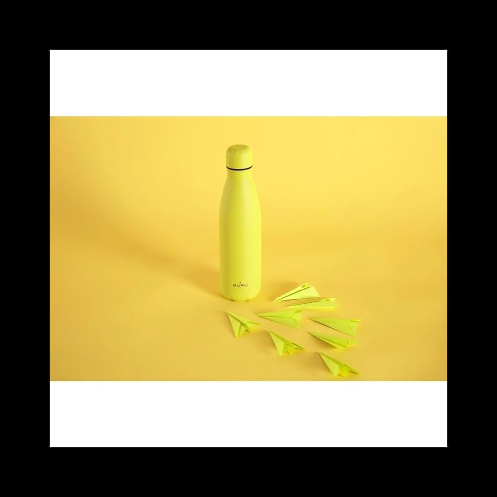 PURO ICON Fluo Thermal Stainless Steel Water Bottle 500ml (Yellow) (Powder Coating) - 3