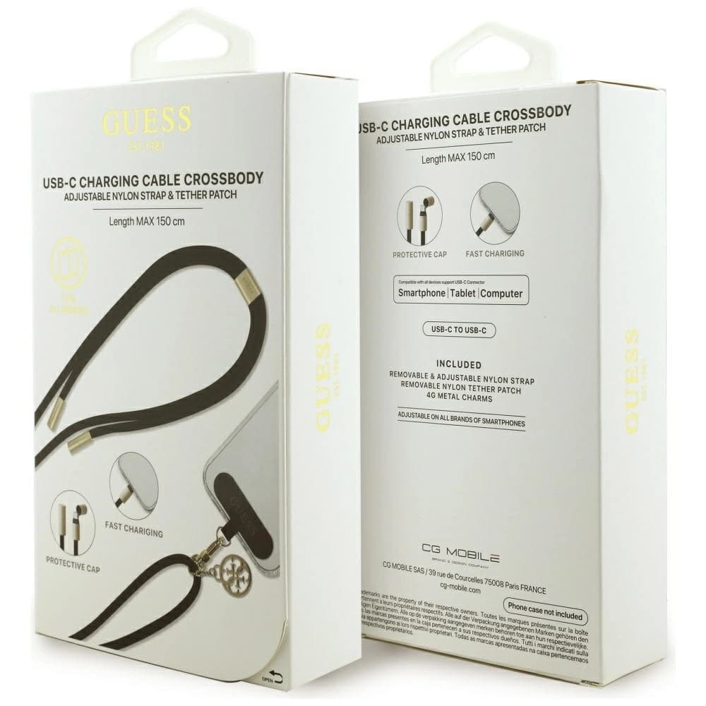 Guess CBDY 4G Charm USB-C / USB-C kabel 150 cm černý - 4