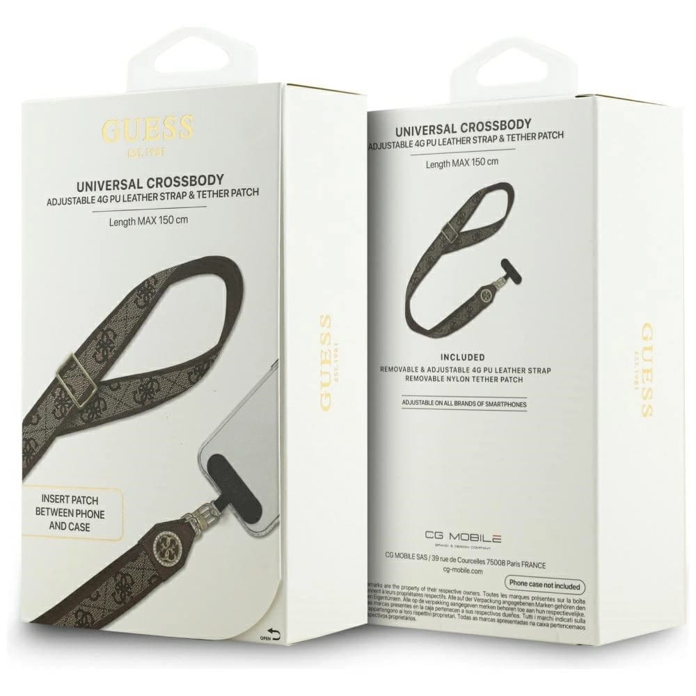 Guess Universal CBDY 4G Tether Patch Strass Fém Logó barna - 5