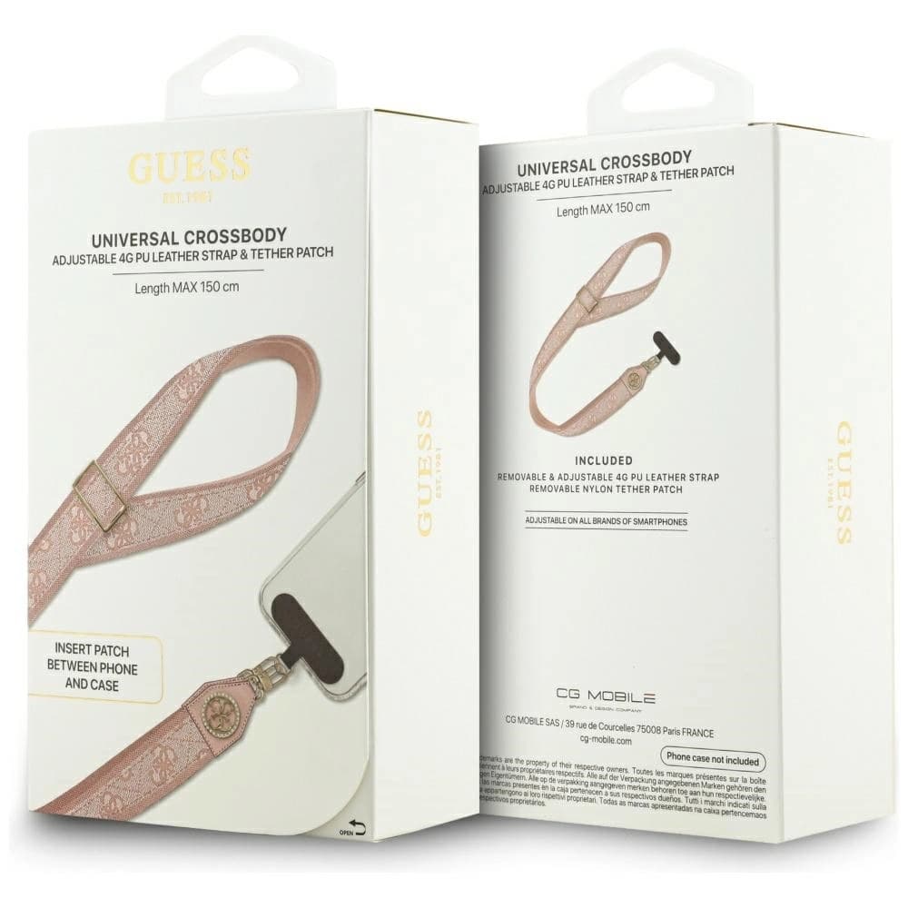 Uniwersalna smycz Guess Universal CBDY 4G Tether Patch Strass Metal Logo różowy - 5