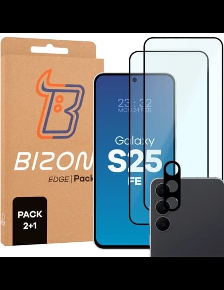 Bizon Edge Pack 2x screen glass + camera glass Samsung Galaxy S25 FE