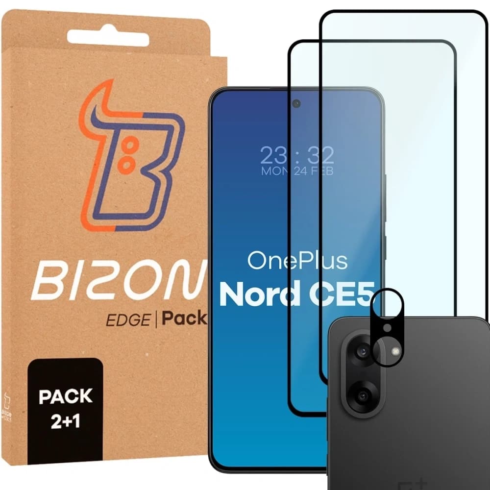 Bizon Edge Pack 2x Bildschirmglas + Kameraglas OnePlus Nord CE5 5G - 1