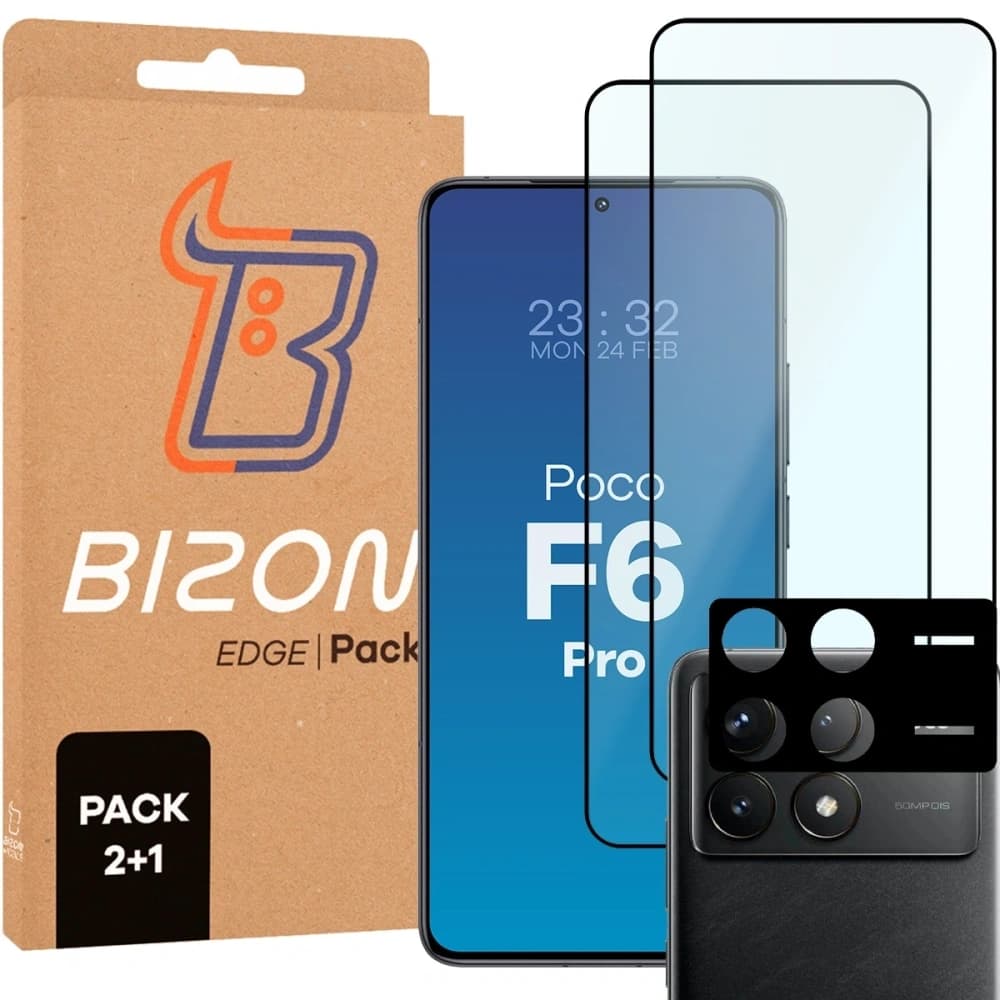 Bizon Edge Pack 2x kijátszó üveg + kamera üveg Xiaomi POCO F6 Pro - 1