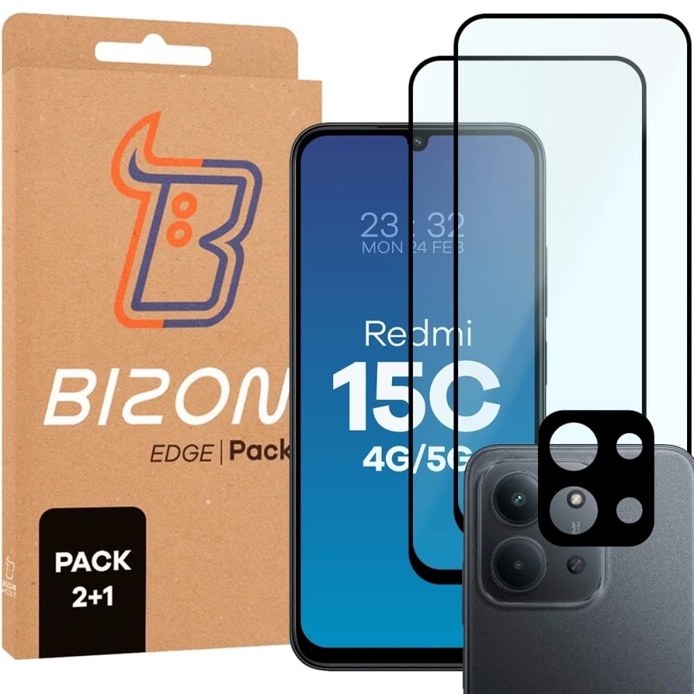 Bizon Edge Pack 2x képernyő üveg + kamera üveg Xiaomi Redmi 15C 4G / 5G - 1