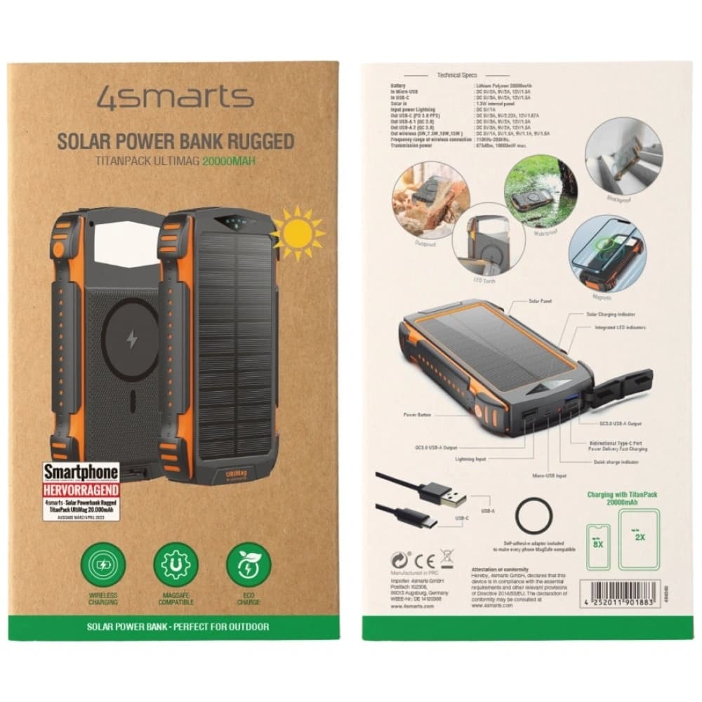Powerbank solarny 4smarts TitanPack Rugged UltiMag 20000mAh black - 2