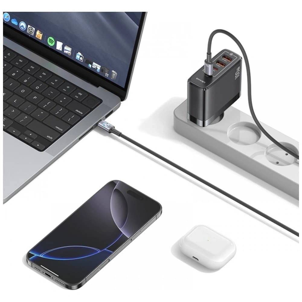 USAMS Huan Series SJ751 240W USB-C / USB-C 1,2m titanový kabel - 2