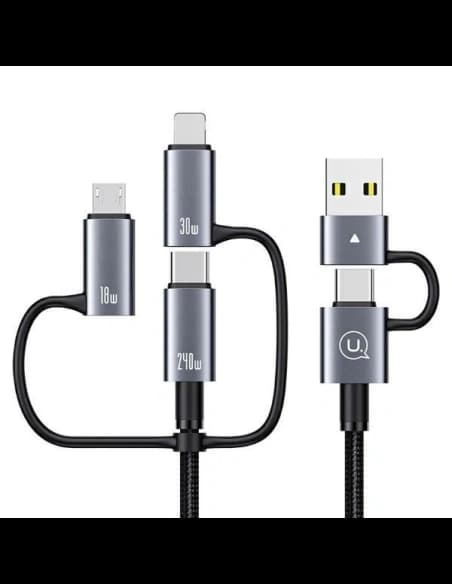 Cablu de date USAMS 6in1 cu display digital, aliaj de aluminiu, încărcare rapidă 240W, 1.2m