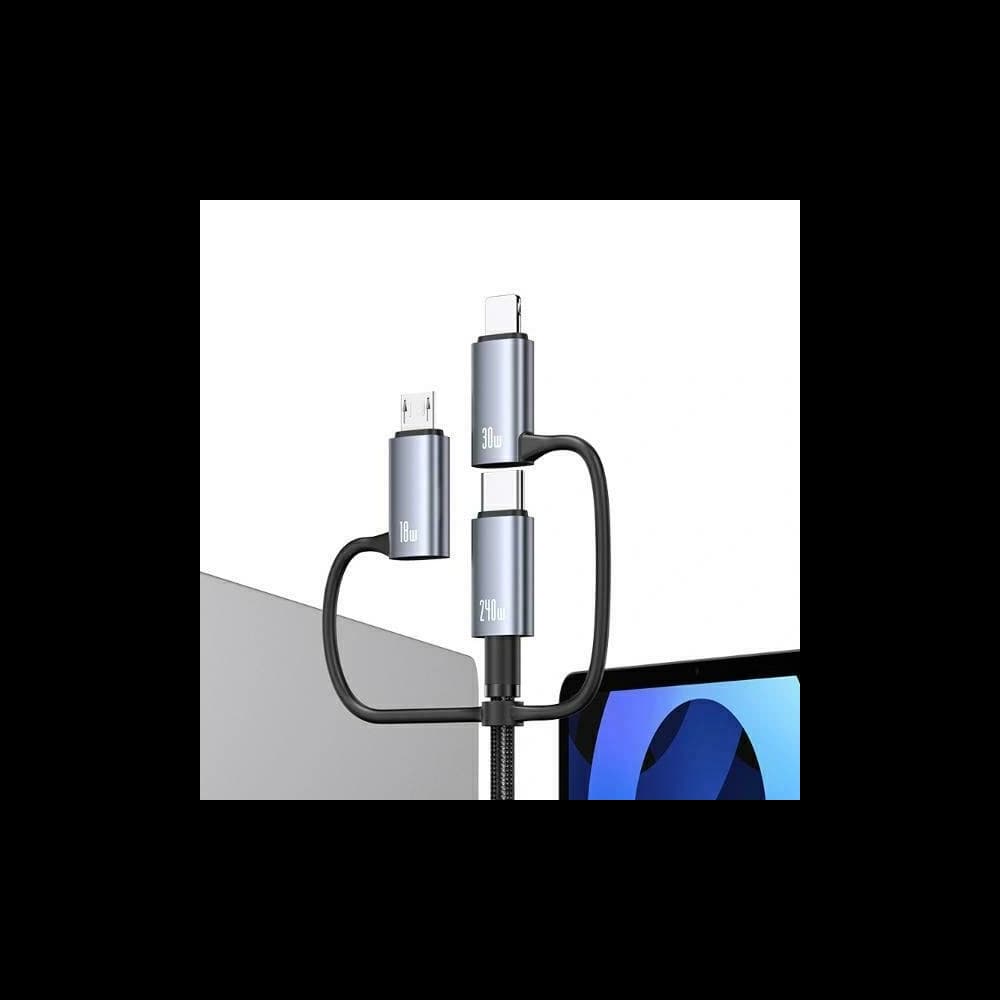 Cablu de date USAMS 6in1 cu display digital, aliaj de aluminiu, încărcare rapidă 240W, 1.2m - 4