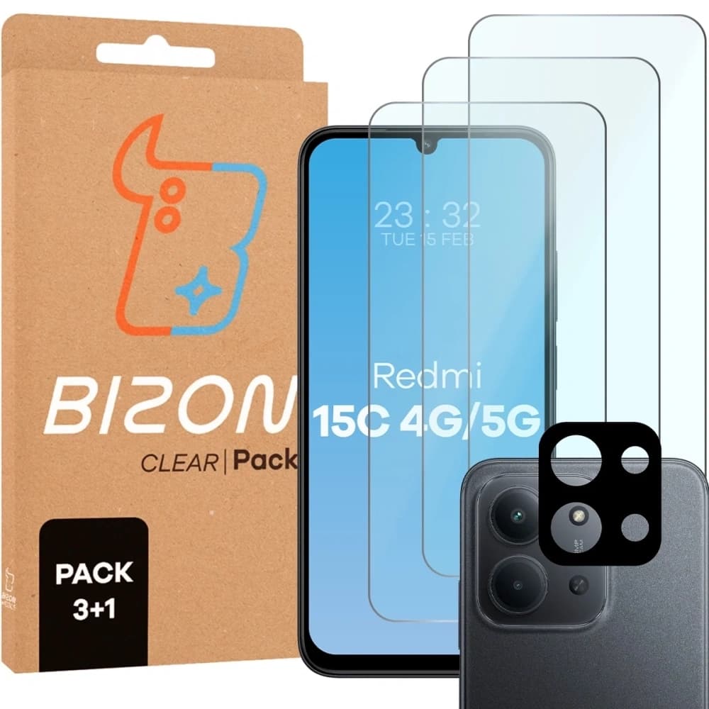 Bizon Clear 3x képernyőüveg + kameraüveg Xiaomi Redmi 15C 4G / 5G - 1