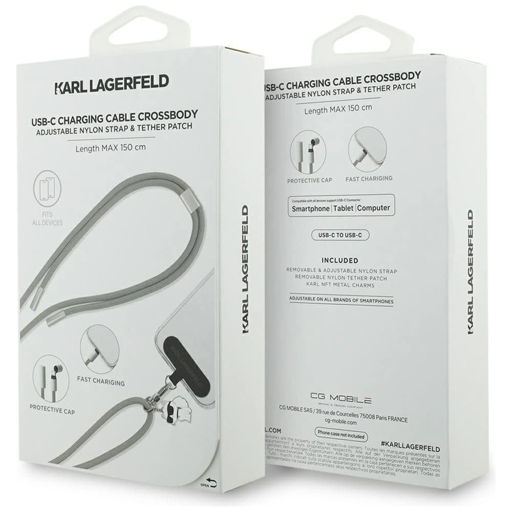Karl Lagerfeld CBDY Choupette Charm Universal Cable Leash USB-C / USB-C gri - 4