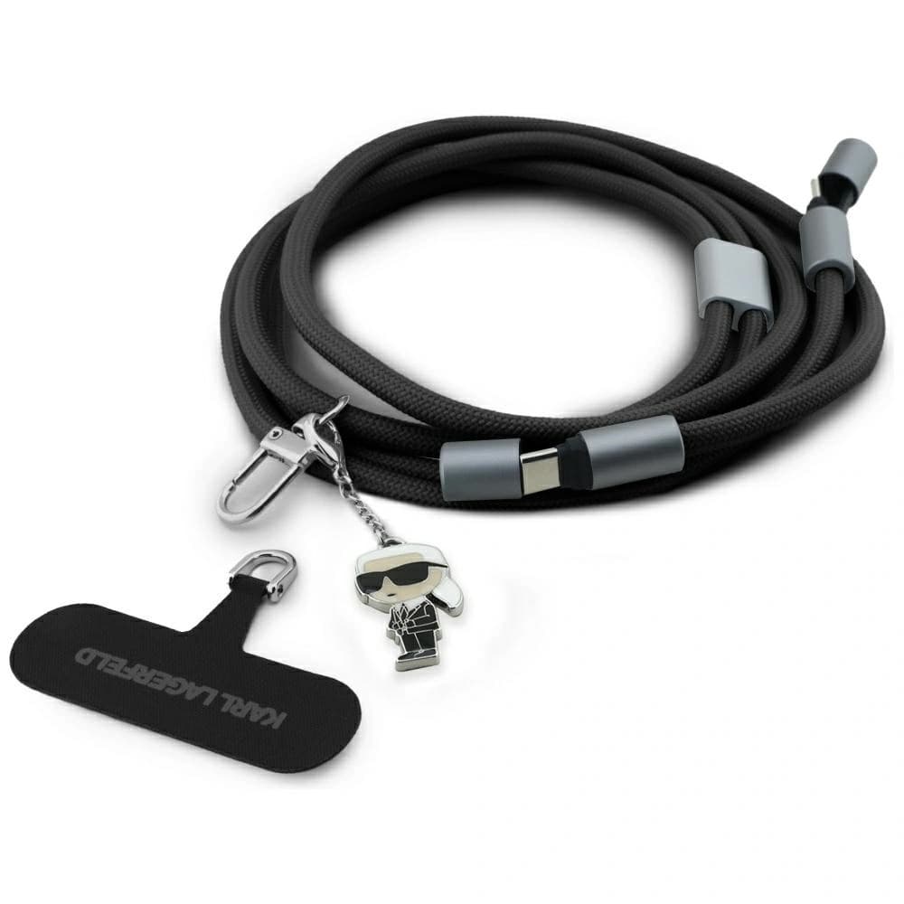 Karl Lagerfeld CBDY Ikonik Charm Universal Kabel Leash USB-C / USB-C schwarz - 1