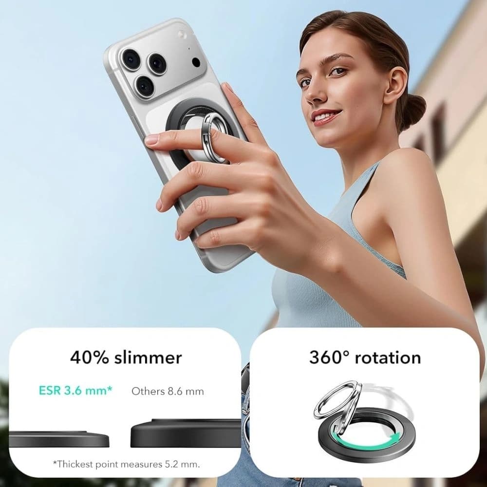 ESR Magnetischer 360 Halolock MagSafe Telefonring Schwarz - 3