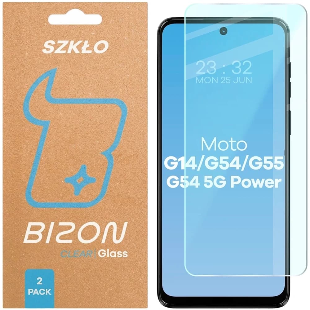 Bizon Glass Clear Duo Motorola Moto G14 4G / G54 5G / G54 Power 5G / G55 5G [2 PACHET] - 1