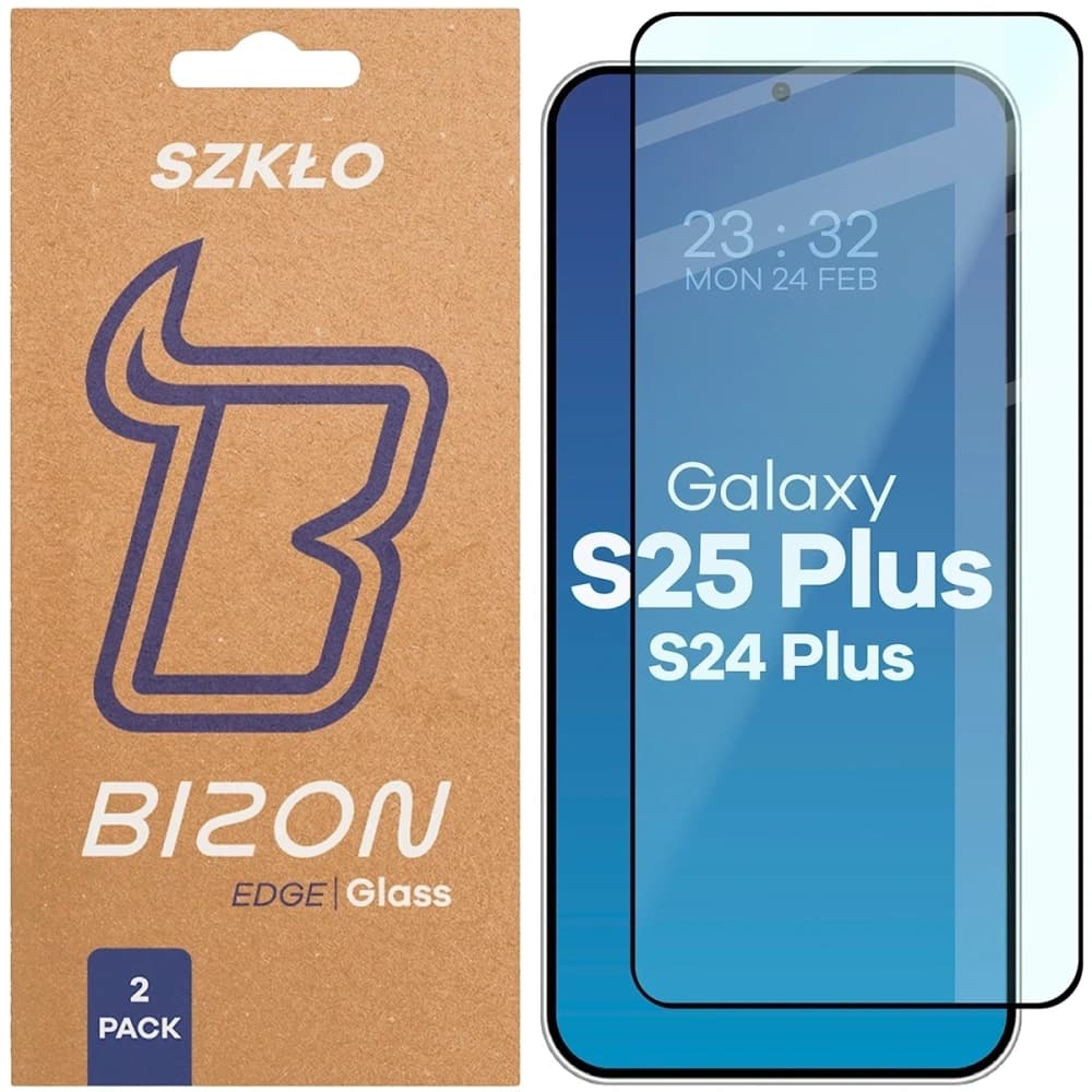 Bizon Glass Edge Duo Samsung Galaxy S25+ Plus / S24+ Plus fekete keret [2 CSOMAG] - 1