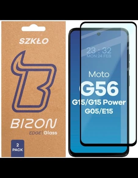 Bizon Glass Edge Duo Motorola Moto G15 / G15 Power / G05 / E15 / G56 5G cadru negru [2 PACHET]