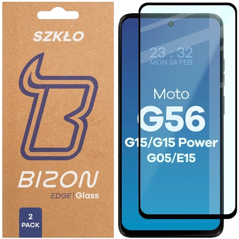 Bizon Glass Edge Duo Motorola Moto G15 / G15 Power / G05 / E15 / G56 5G cadru negru [2 PACHET] - 1