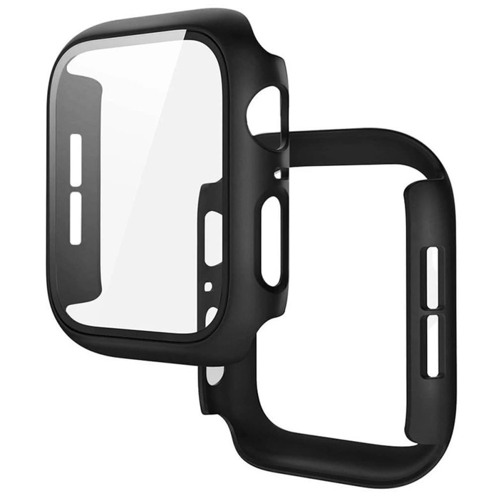 Caz Bizon + Sticlă Ceas Apple Watch SE 3 / SE 2 / SE / 6 / 5 / 4 44mm negru mat - 1