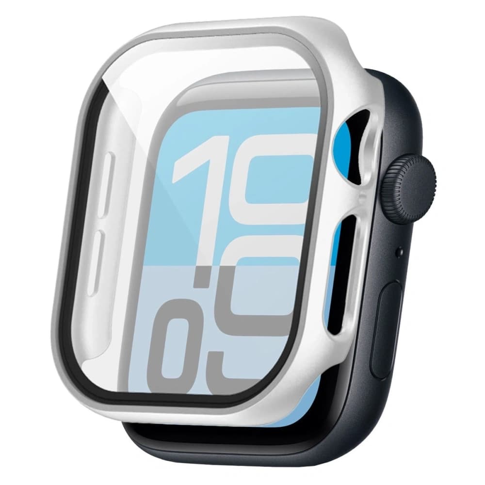 Bizon Case+Glas Uhr Apple Watch SE 3 / SE 2 / SE / 6 / 5 / 4 44mm matt silber - 4