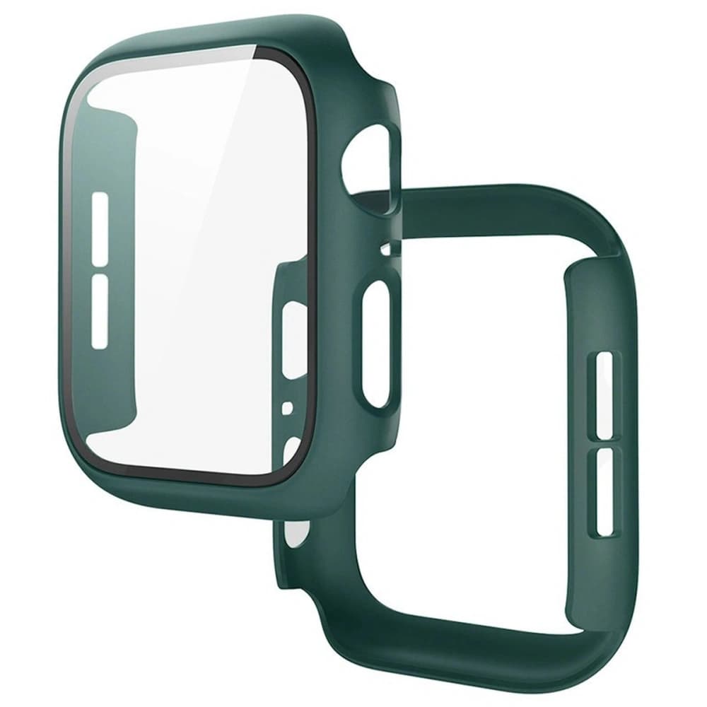 Caz Bizon+Sticlă Ceas Apple Watch SE 3 / SE 2 / SE / 6 / 5 / 4 44mm verde închis mat - 1