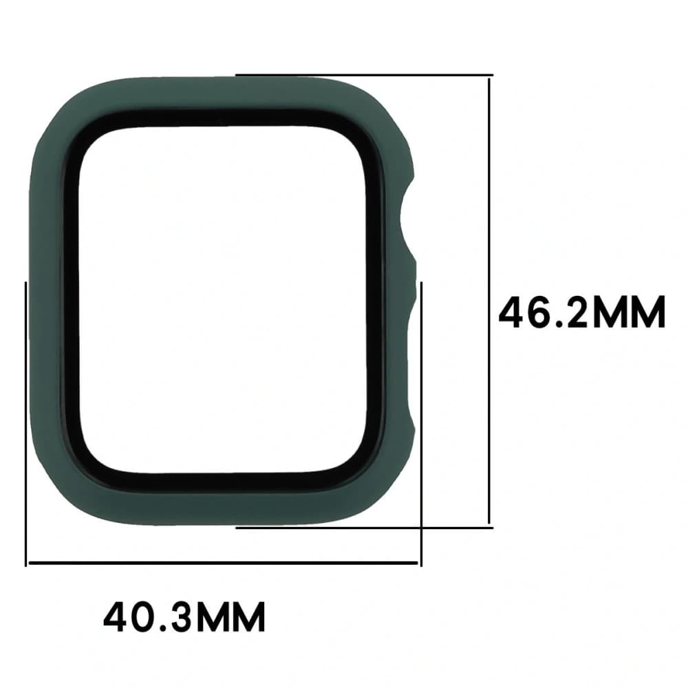 Caz Bizon+Sticlă Ceas Apple Watch SE 3 / SE 2 / SE / 6 / 5 / 4 44mm verde închis mat - 2