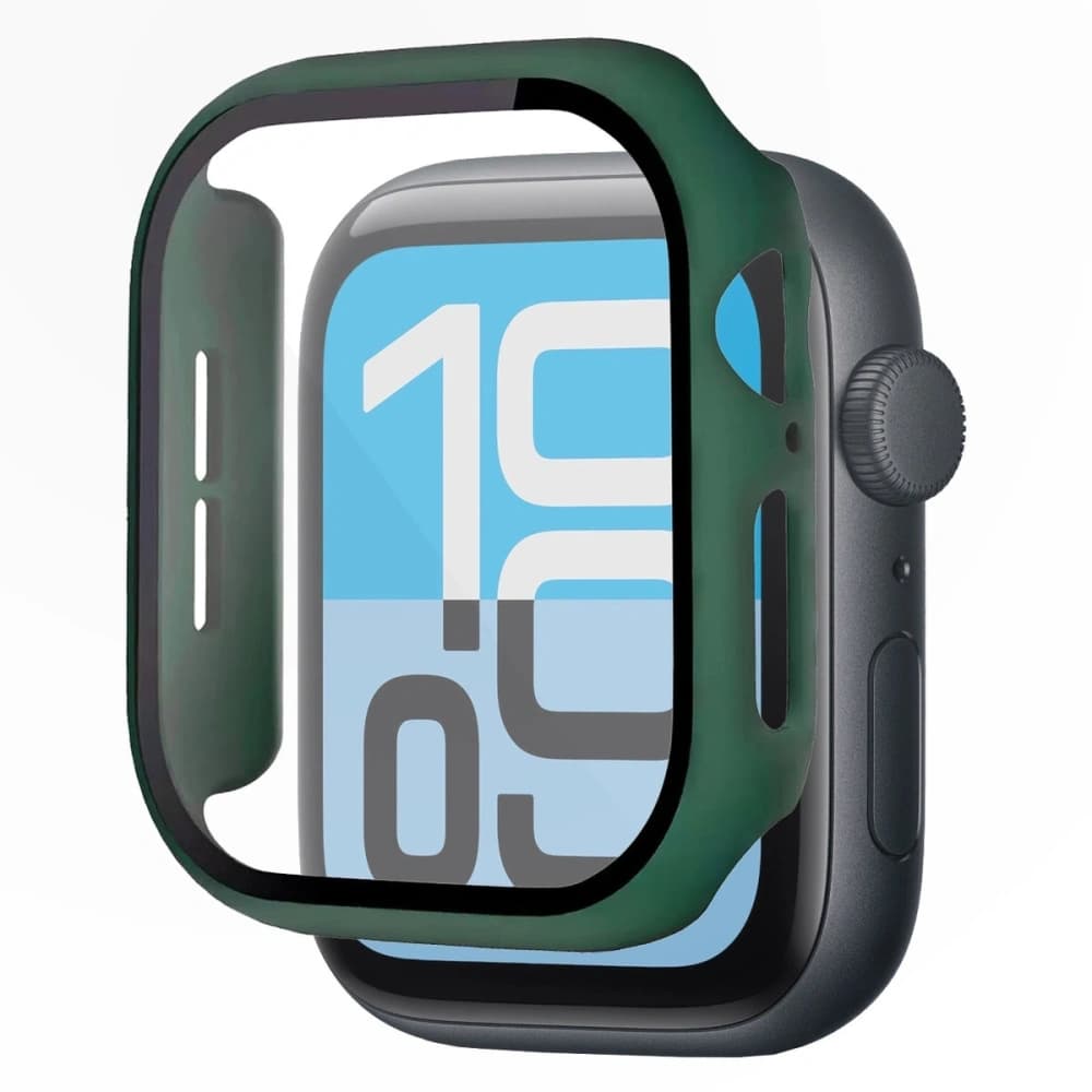 Caz Bizon+Sticlă Ceas Apple Watch SE 3 / SE 2 / SE / 6 / 5 / 4 44mm verde închis mat - 5