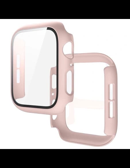 Bizon Case+Üveg Óra Apple Watch SE 3 / SE 2 / SE / 6 / 5 / 4 44mm matt rózsaszín