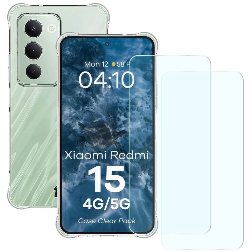 Bizon Case Clear Pack tok + 2x edzett üveg Xiaomi Redmi 15 4G / 5G-hez - 1