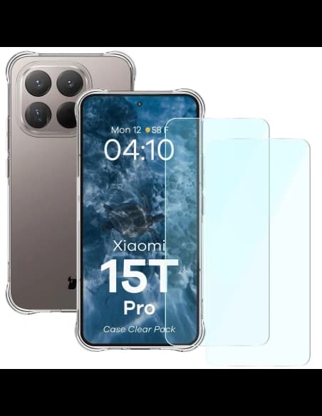 Bizon Case Clear Pack tok + 2x edzett üveg Xiaomi 15T Pro-hoz