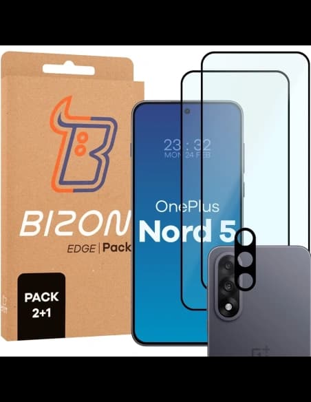 Bizon Edge Pack 2x Glas + Kameralinse Schutz OnePlus Nord 5