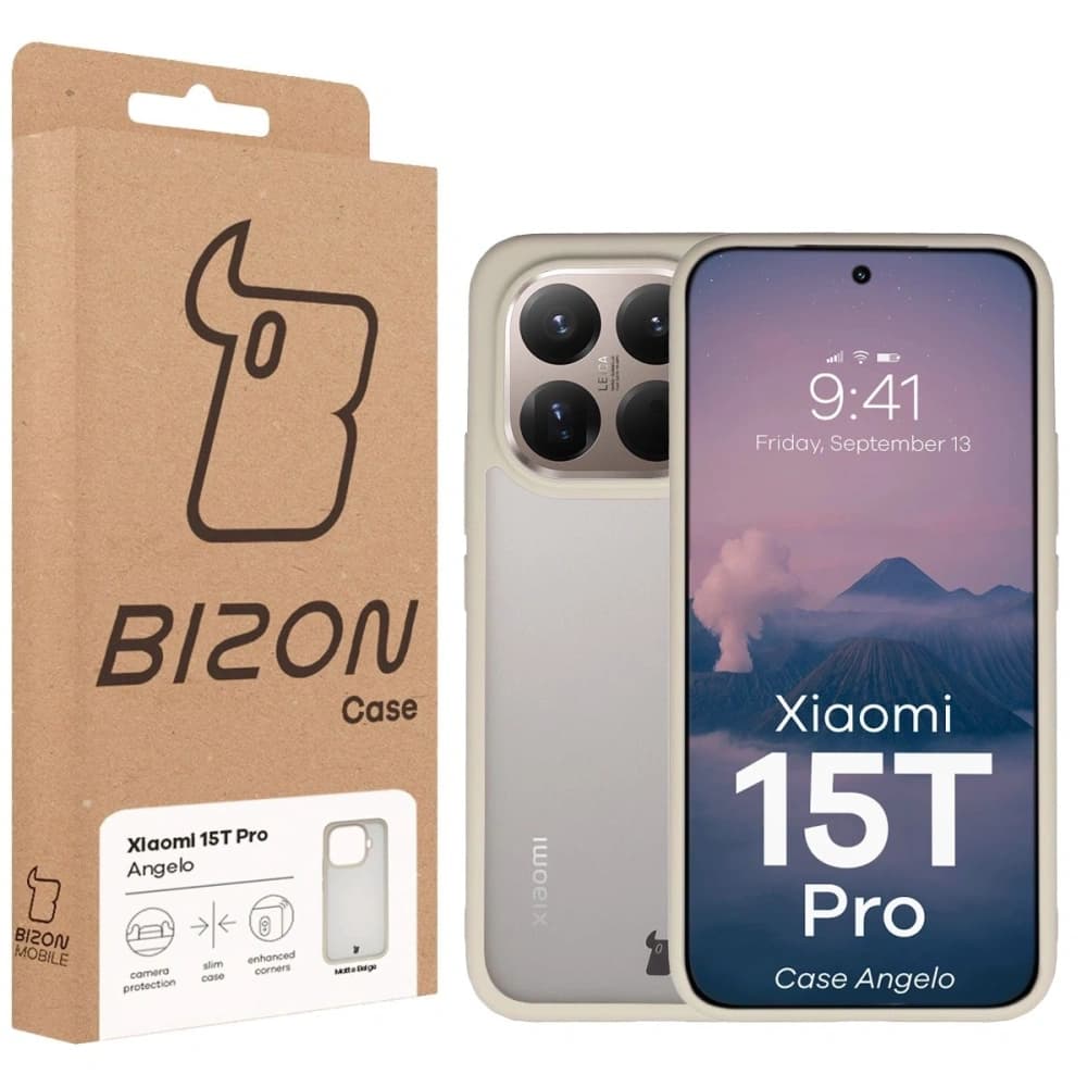 Bizon Case Angelo Xiaomi 15T Pro semi-transparent mit einem beigen Rahmen - 6