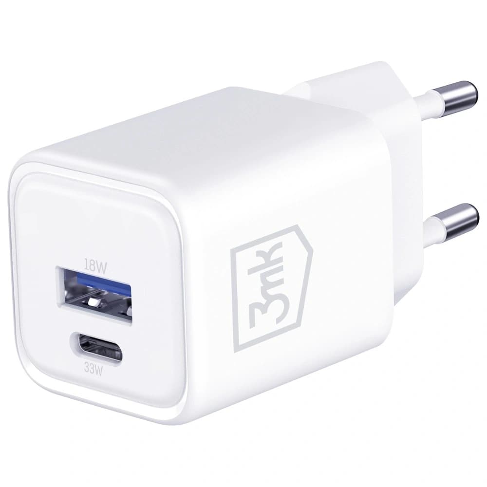 Ładowarka sieciowa 3MK Hyper Charger PD 33W GaN QC4+ PPS AFC FCP SCP USB-A + USB-C biały - 6