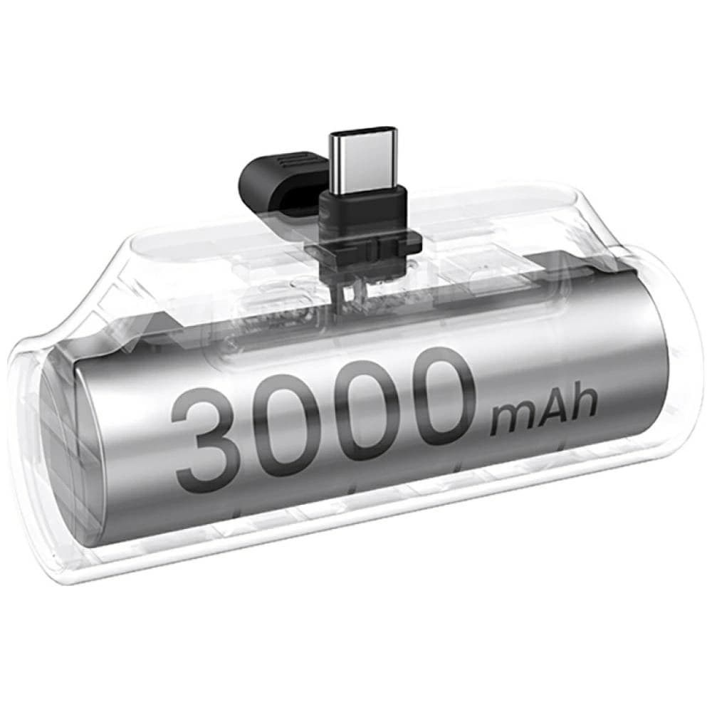USAMS PB79 Mini Tail Plug Přenosná Powerbanka 3000mAh USB-C stříbrná - 2