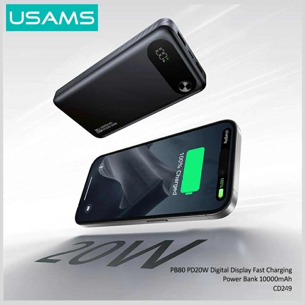 USAMS PB80 PD20W 10000mAh fekete - 5