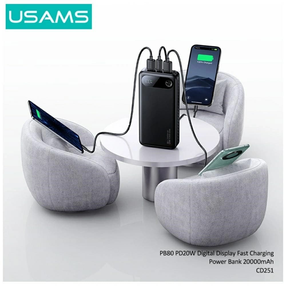 USAMS PB80 PD20W 20000mAh white - 7