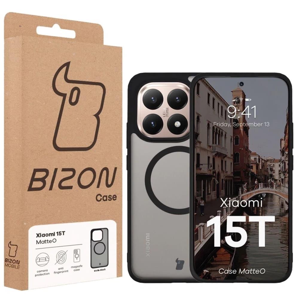 Etui cu inel magnetic Bizon Case MatteO pentru Xiaomi 15T negru-prăfuit - 7