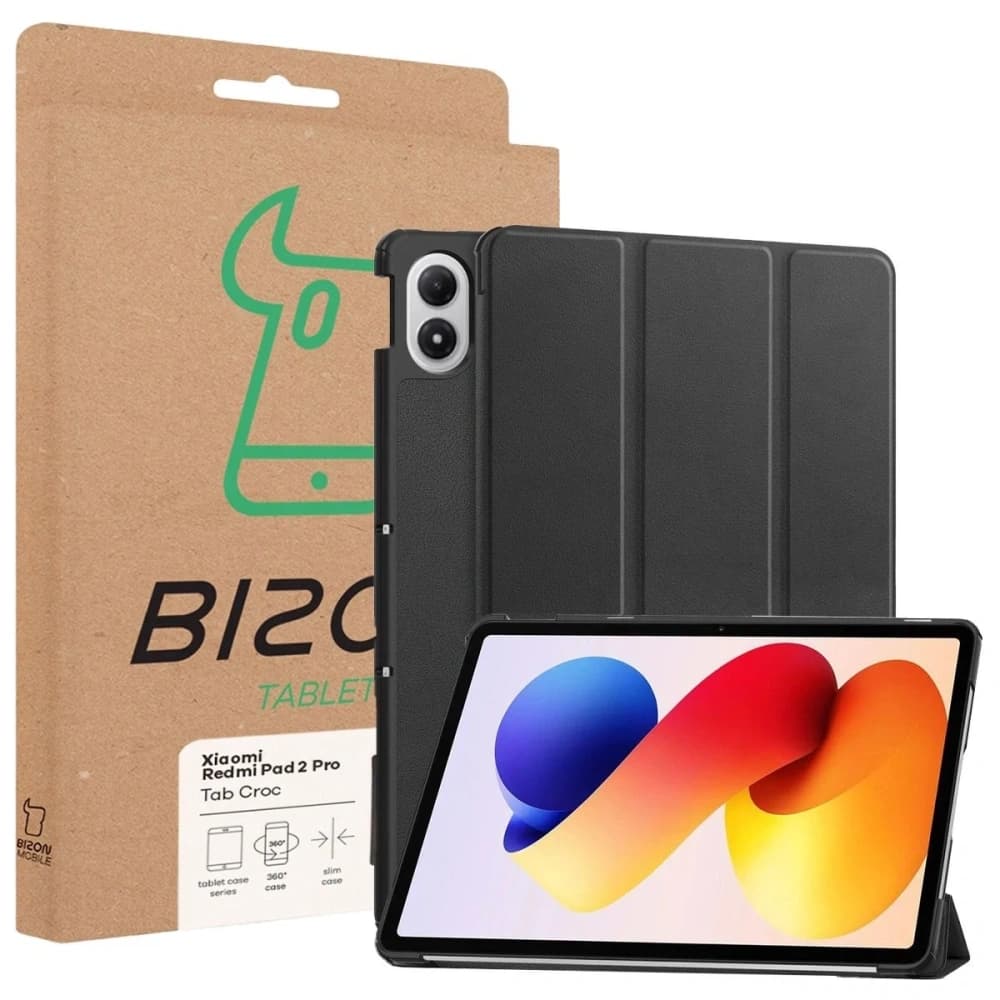 Etui z klapką Bizon Case Tab Croc do Xiaomi Redmi Pad 2 Pro czarne - 8
