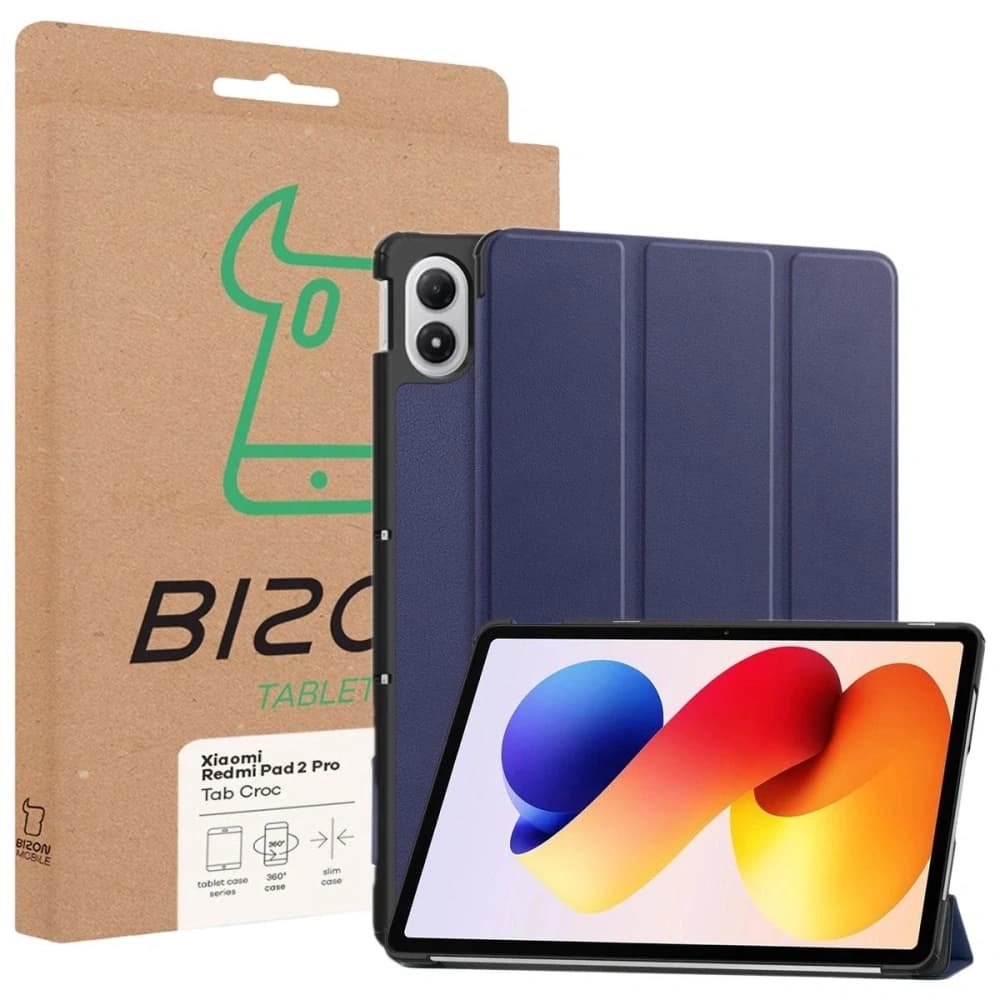 Etui z klapką Bizon Case Tab Croc do Xiaomi Redmi Pad 2 Pro granatowe - 8