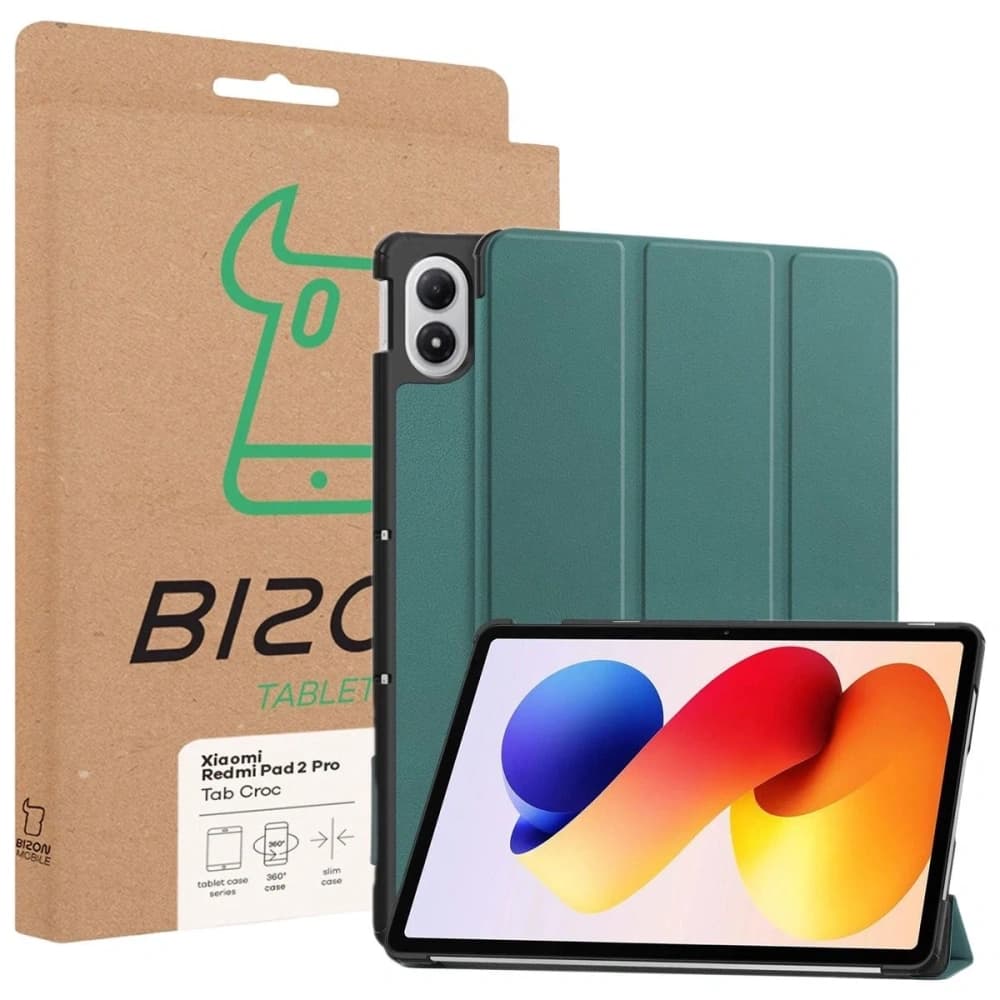 Etui z klapką Bizon Case Tab Croc do Xiaomi Redmi Pad 2 Pro ciemnozielone - 8