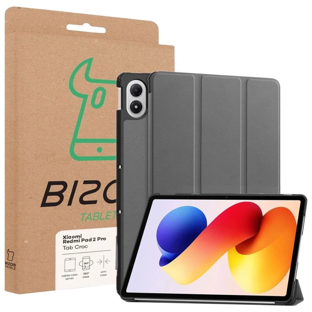Etui z klapką Bizon Case Tab Croc do Xiaomi Redmi Pad 2 Pro szare - 8