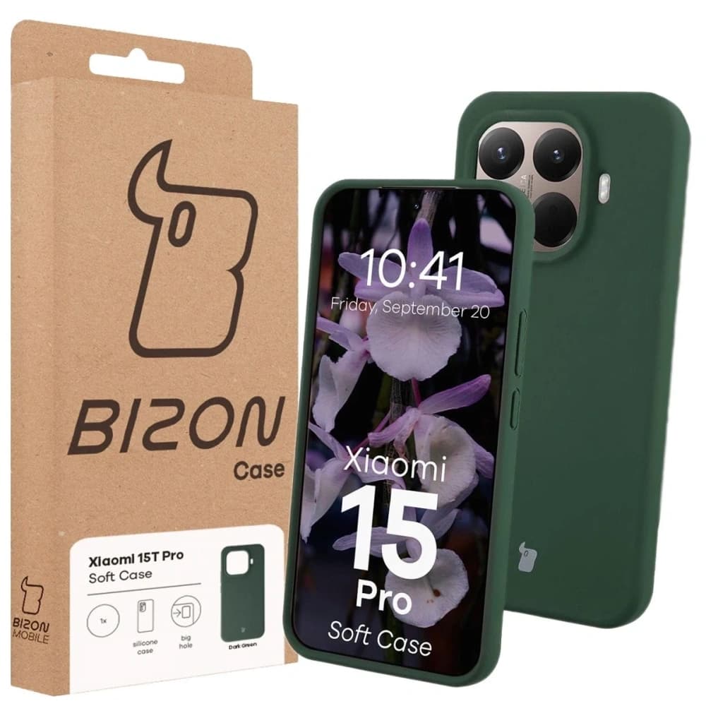 Silikon Etui Bizon Soft Case für Xiaomi 15T Pro dunkelgrün - 7