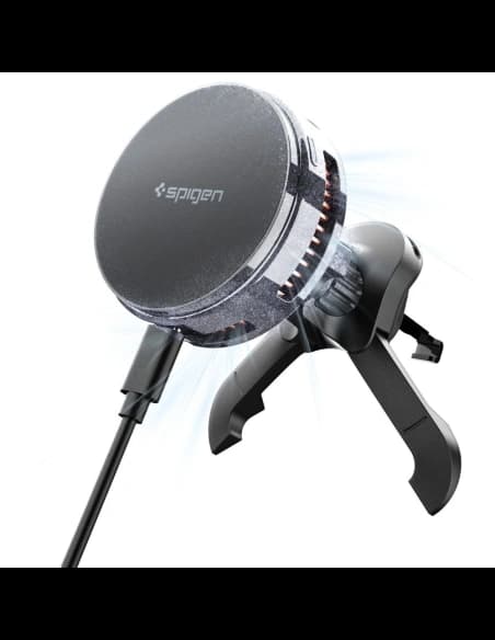Spigen Essential EV25MFAQ Qi2.2 Peltier Magnetische MagSafe Belüftungs-Autohalterung Drahtloses Ladegerät Schwarz