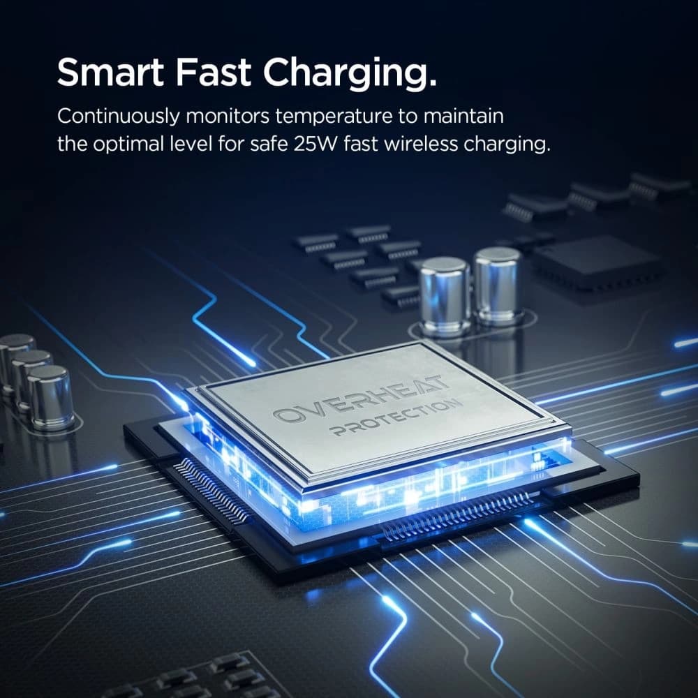 Spigen Essential EV25MFAQ Qi2.2 Peltier mágneses MagSafe szellőző autós tartó vezeték nélküli töltő fekete - 6