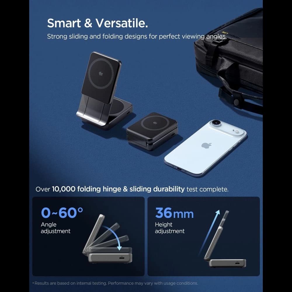 Spigen Essential EF302MOQ Qi 2.2 2in1 Magnetický MagSafe Bezdrátová Nabíječka Černá - 5