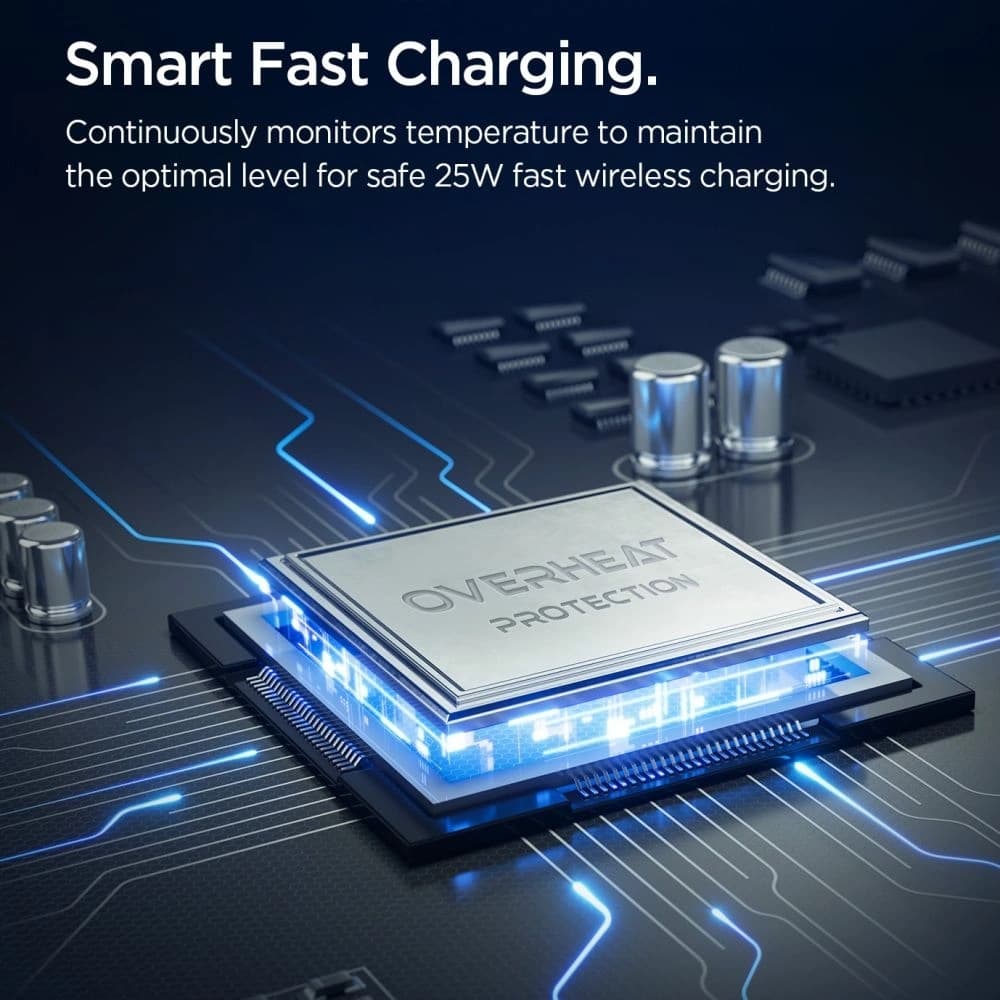 Spigen Essential EF302MOQ Qi 2.2 2in1 Magnetický MagSafe Bezdrátová Nabíječka Černá - 6