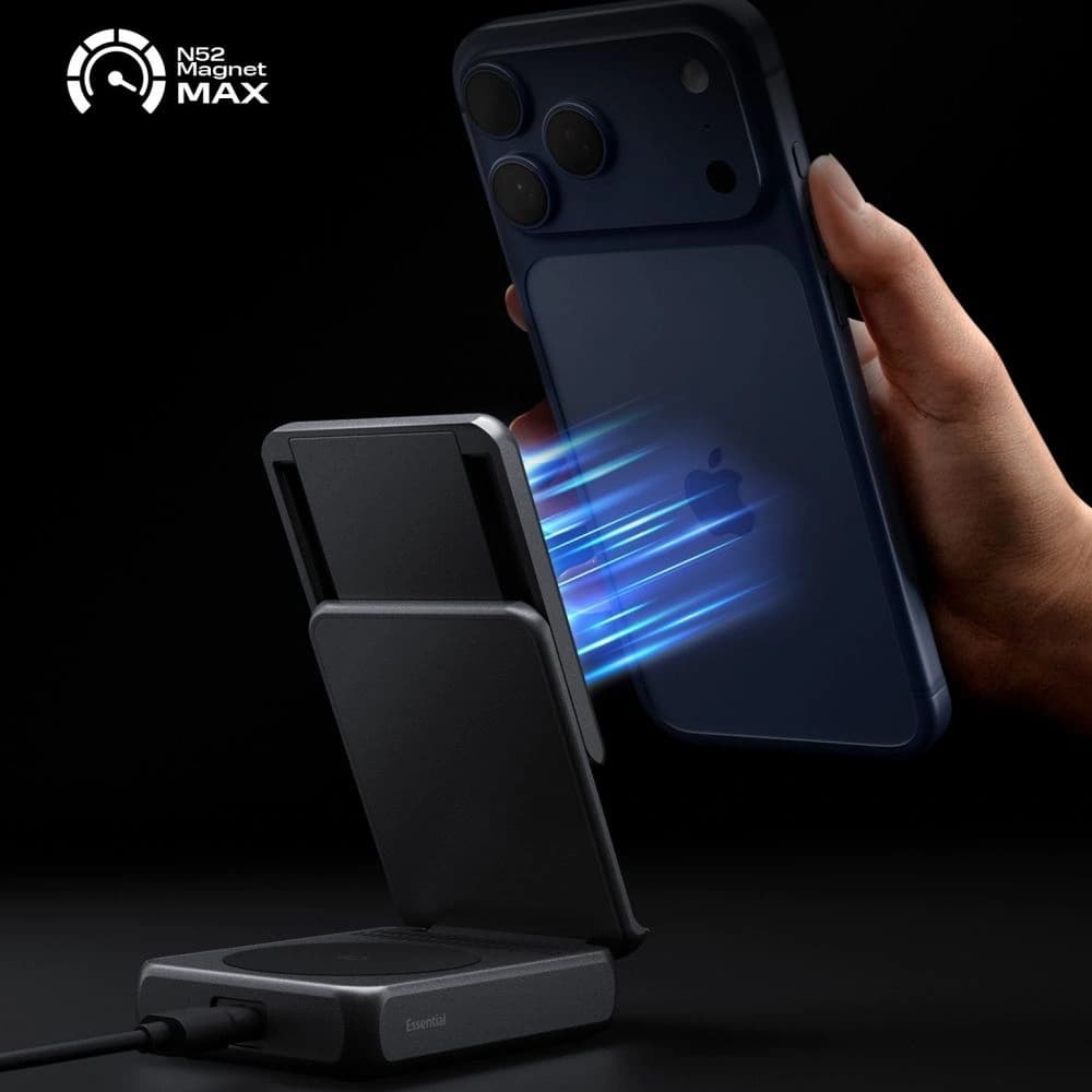 Spigen Essential EF302MOQ Qi 2.2 2in1 Magnetický MagSafe Bezdrátová Nabíječka Černá - 8