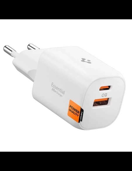 Ładowarka sieciowa Spigen Essential EE352EU USB-A, USB-C Network Charger 35W White
